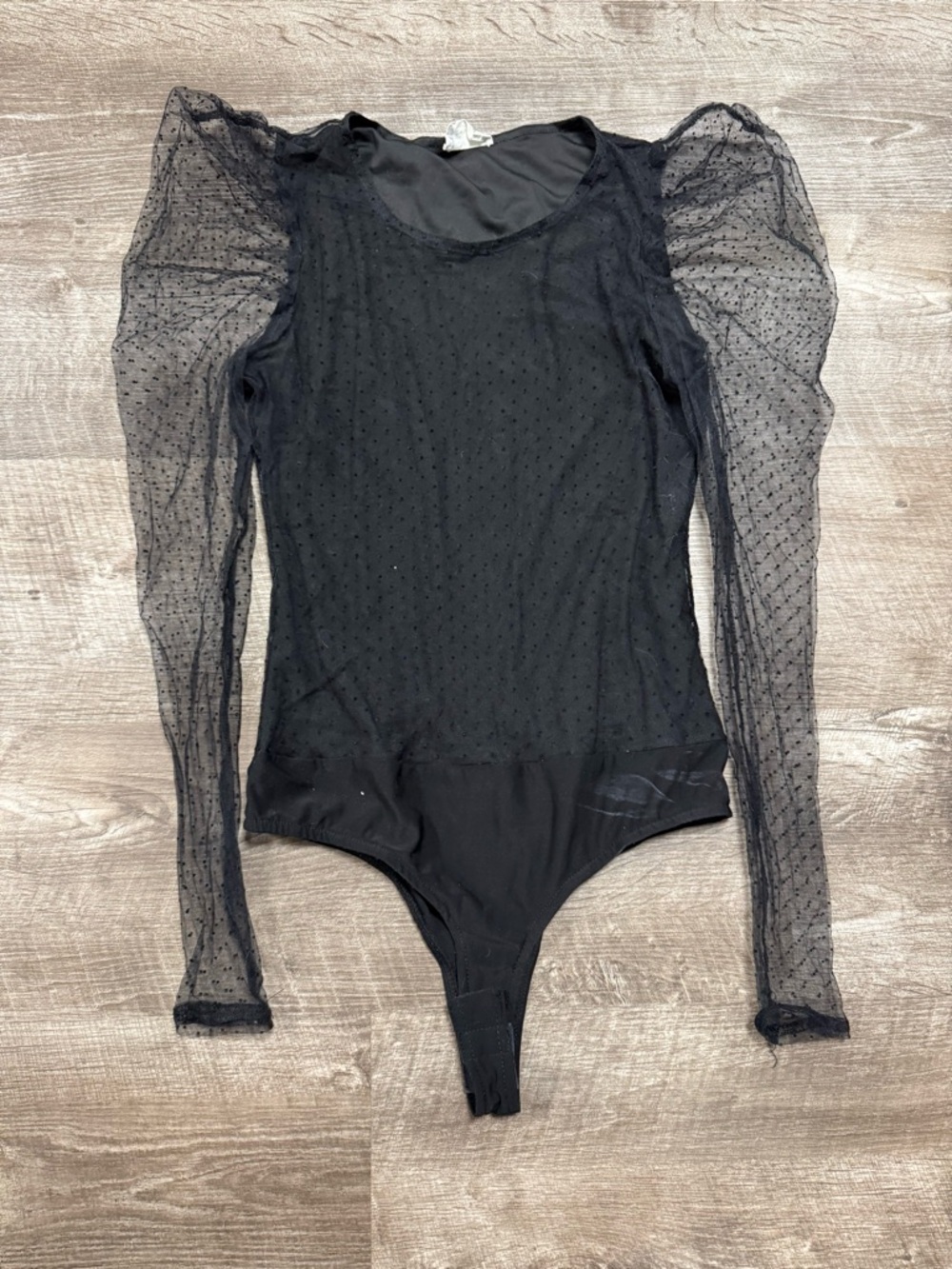 Ember Black Sheer Sleeve Bodysuit Size Small